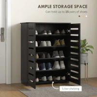 HOMCOM Narrow Shoe Cabinet for Entryway, 5-Tier Slim Shoe Storage Cabinet with 2 Slatted Doors and Adjustable Shelves(m-4)