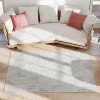 HOMCOM Modern Area Rug, Geometric Pattern Non-Slip Washable Rug, Soft Floor Carpet for Living Room, Bedroom, Dining Room, Home Office, 170 x 120 cm, Grey(m-11)