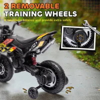 AIYAPLAY 12V Aprilia Licensed Kids Motorbike with Training Wheels, Spring Suspension, LED Headlight, USB, Music, Yellow/black(m-5)