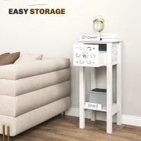 HOMCOM Set of Two Elegant Floral Cut-Out Side Tables - White(m-5)