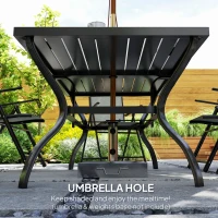 Outsunny Seven-Piece Steel Outdoor Dining Set, with Parasol Hole - Grey(m-6)