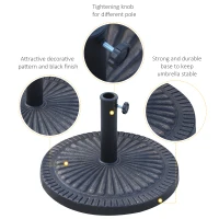 Outsunny 14kg Garden Parasol Base, Round Resin Sun Umbrella Base, Outdoor Umbrella Stand for 38mm or 48mm Outdoor Umbrella Poles, Bronze Tone(m-6)