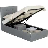 HOMCOM 3ft Single Ottoman Bed with Gas Lift Storage - Grey(m-10)