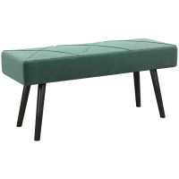 HOMCOM End of Bed Bench with X-Shape Design and Steel Legs, Upholstered Hallway Bench for Bedroom, Green(m-1)