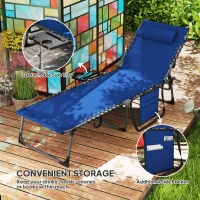 Outsunny Five-Position Reclining Sun Lounger - Dark Blue(m-6)
