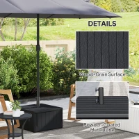 Outsunny Garden Parasol Base Outdoor Umbrella Stand with Wheels Handles, Garden Umbrella Base, Filled Up to 80kg with Stand or 50kg with Water for 38, 48 mm Poles, Black(m-7)