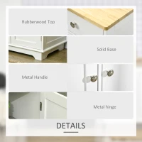 HOMCOM Sideboard with Rubber Wood Top, Modern Storage Cabinet, Kitchen Cupboard with 3 Doors, 3 Drawers and 3 Adjustable Shelves for Dining Room, Living Room, White(m-6)
