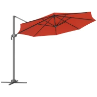 Outsunny Five-Position Overhanging Parasol - Orange(m-10)