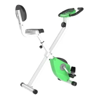 HOMCOM Folding Exercise Bike, Fitness Bicycle Indoor Trainer, Quiet 8-Level Magnetic Resistance, with LCD Monitor, Pulse Sensor and Wheels for Sport Maison and Cardio Training, Green(m-1)