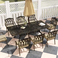 Outsunny Nine-Piece Cast Aluminium Garden Dining Set - Bronze Tone(m-9)