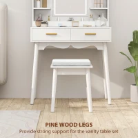 HOMCOM Elegant Dressing Table, with LED Mirror - White(m-7)