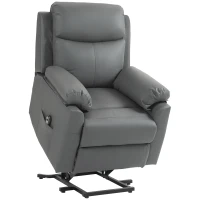 HOMCOM Faux Leather 70° Electric Riser Recliner Chair, Charcoal Grey(m-1)