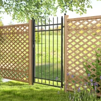 Outsunny Galvanised Steel Garden Gate, Outdoor Fence Gate Security Barrier with Lock, Keys and Handle, Outdoor Entrance Way Door with Classic Finials, 105 x 204 cm, Black(m-9)