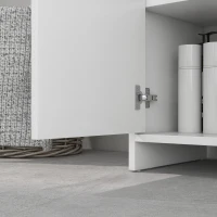 HOMCOM Under Sink Bathroom Cabinet, Freestanding Under Sink Cabinet with 2 Doors and Shelf for Basin without or with Pedestal, White(m-8)