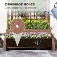Outsunny 2-Tier Raised Garden Bed with Trellis, Wooden Elevated Planter Box with Drainage Holes, Outdoor Raised Planter for Climbing Plants, Fruits, Vegetables, Flowers, Brown(m-5)