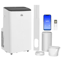 HOMCOM 14000 BTU Mobile Air Conditioner for Room up to 35m², Smart Home WiFi Compatible, with Dehumidifier, Fan, 24H Timer(m-10)