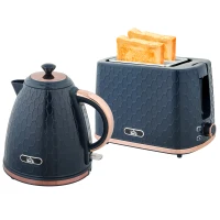 HOMCOM 1.7L 3000W Fast Boil Kettle & 2 Slice Toaster Set, Kettle and Toaster Set with Auto Shut Off, Browning Controls, Blue(m-11)