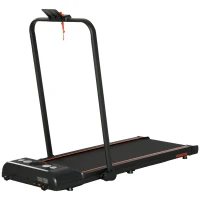HOMCOM Foldable Walking Treadmill, with LED Display and Wheels, for Home, Office, Gym, Red(m-11)