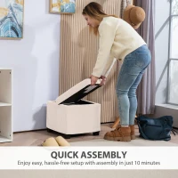 HOMCOM Storage Ottoman Bench, Corduroy Storage Chest Box with Wooden Legs, 40cm Bed End Bench for Living Room, Bedroom, Entryway, Beige(m-7)