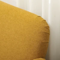 HOMCOM Velvet Feel Fabric 2 Seater Sofa, Small Sofa Loveseat with 21cm Thick Padding and Wood Legs, Yellow(m-8)