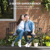 Outsunny Two-Seater Simple Metal Bench - Brown(m-4)