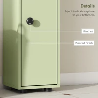 kleankin 180cm Slim Bathroom Cabinet, with Drawer, Shelves and Cupboards - Green(m-6)