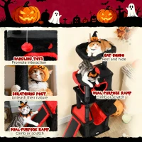 PawHut Gothic Cat Tree, 152 cm Multi-Level Cat Tower for Large Cats with Coffin Bed, Large Condo, for Halloween(m-6)