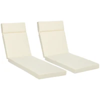 Outsunny Set of 2 Sun Lounger Cushions, Replacement Cushions for Rattan Furniture with Ties, 196 x 55 cm, Cushion ONLY, Cream White(m-1)
