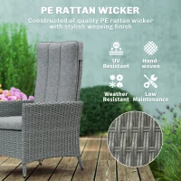Outsunny 105°-150° Reclining Rattan Chair - Light Grey(m-5)
