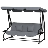 Outsunny Three-Person garden Swing Chair, with Adjustable Canopy - Dark Grey(m-11)