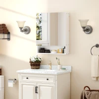 kleankin Bathroom Cabinet with Mirror, Wall Mounted Bathroom Mirror Cabinet with Adjustable Shelf, 2 Doors Storage Cupboard, White(m-2)