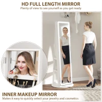 HOMCOM Storage Jewellery Cabinet, with Mirror and Lights - White(m-8)