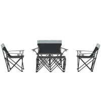 Outsunny Four-Piece Portable Picnic Table Set - Grey(m-11)