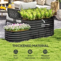 Outsunny Two-Tier Galvanised Steel Garden Planter - Dark Grey(m-5)