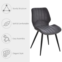 HOMCOM Dining Chairs Set of 2, PU Leather Upholstered Kitchen Chairs with Backs, Moulded Padded Seats and Steel Frame for Dining Room, Grey(m-6)