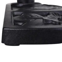 Outsunny 9kg Resin Parasol Base, Half Round Umbrella Stand with Floral Design for Garden, Outdoor, Suitable Umbrella Rod: Φ3.8cm, Φ4.8cm, Black(m-7)