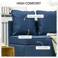 HOMCOM Convertible Single Sofa Bed with Thick Padded Seat, 3-in-1 Multi-Functional Sleeper Chair Bed with Magazine Pocket, for Living Room, Blue(m-6)