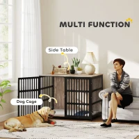 PawHut Dog Crate Furniture with Anti-Chew Resistant Mesh, Anti-Escape Single Door, for Extra Large Dogs, 118 x 80 x 92 cm(m-4)