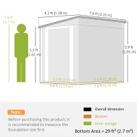 Outsunny 7.6 x 4ft Garden Metal Shed, Outdoor Storage Shed with Window, 2 Vents and Lockable Door for Garden, Patio, Dark Grey(m-3)