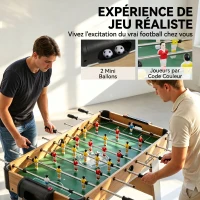 SPORTNOW Baby-foot pour Enfants et Adultes, 22 Joueurs, 2 Ballons, 2 Compteurs de Points Manuels, 109 x 77 x 72 cm, Chêne Jaune(m-4)