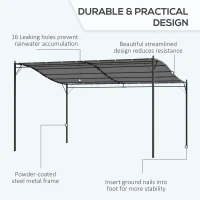 Outsunny 4 x 3 Meters Canopy Metal Wall Gazebo Awning Garden Marquee Shelter Door Porch - Grey(m-5)
