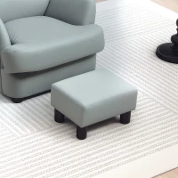 HOMCOM PU Leather Footstool with 4 Plastic Legs, Grey(m-2)