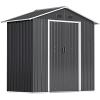 Outsunny 6.5x3.5ft Metal Garden Storage Shed for Outdoor Tool Storage with Double Sliding Doors and 4 Vents, Dark Grey(m-1)