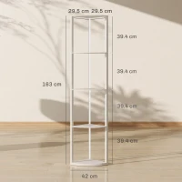 HOMCOM RGB LED Floor Lamp with Shelves, 5-Tier Dimmable Standing Lamp with Adjustable Brightness and Remote Control, Modern Corner Display Shelf Unit for Living Room Bedroom Office, White(m-3)