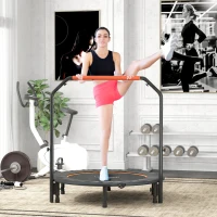 HOMCOM 48" Foldable Mini Fitness Trampoline, with Adjustable Foam Handle, Orange(m-2)