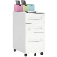 Vinsetto Three-Drawer Steel Filing Cabinet - White(m-10)