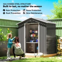 Outsunny 6.5x3.5ft Metal Garden Storage Shed for Outdoor Tool Storage with Double Sliding Doors and 4 Vents, Dark Grey(m-4)