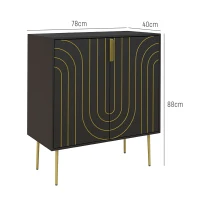 HOMCOM Art Deco Inspired Sideboard, with Adjustable Shelf - Black/Gold Tone(m-3)