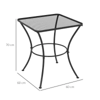 Outsunny 60cm Square Garden Table, Outdoor Metal Bistro Side Desk with Mesh Top, Black(m-3)