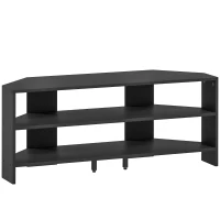 HOMCOM Corner TV Stand with 2 Open Shelves for 47 Inch TV - Black(m-1)